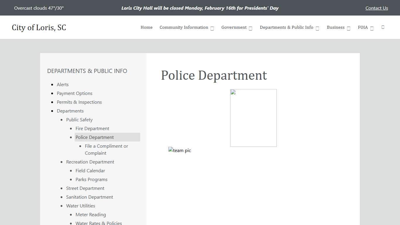 Police Department City of Loris, SC